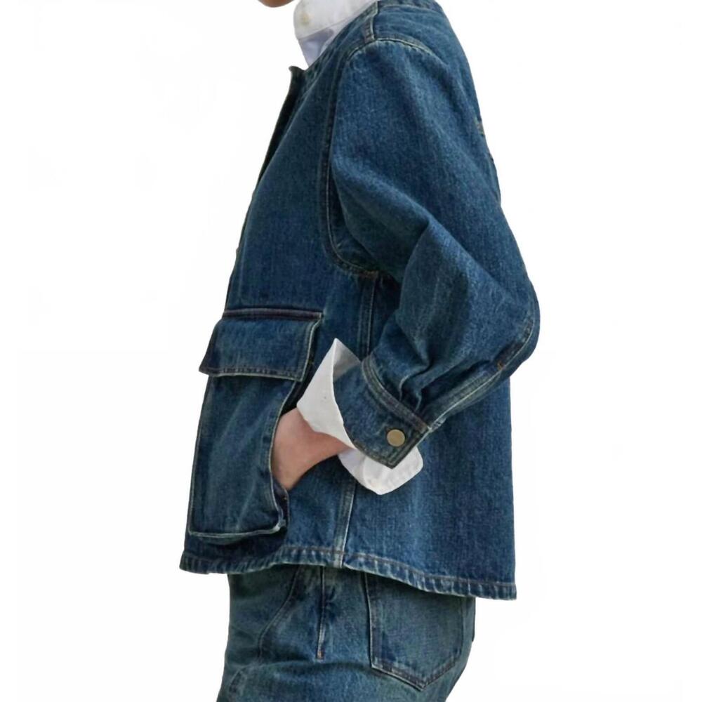 NEW RACHEL COMEY cai denim top in aged indigo - Picture 3 of 3
